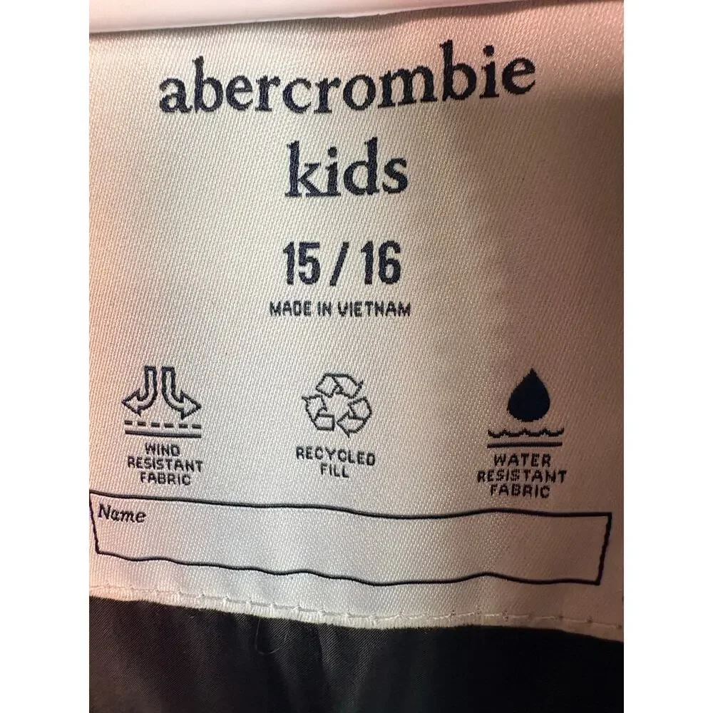 Abercrombie & Fitch Kids Black Puffer Vest Youth 15/16 L Warm Zip Up